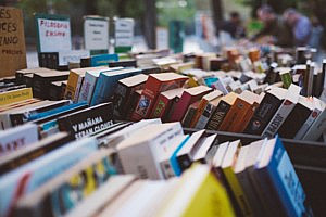 Rows of secondhand books for sale