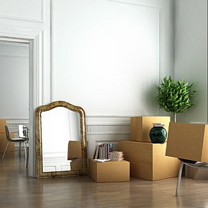 organised boxes in a white room ready for unpacking